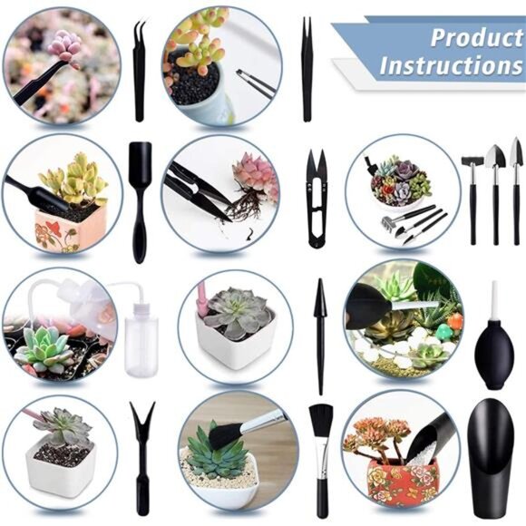 Succulent Tools, 13 Pcs Mini Garden Tool Set, Transplanting Tools Set,Succulent - Picture 4 of 8